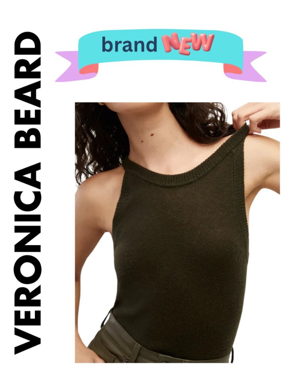 Veronica Beard Myrick Cashmere Sleeveless Tank Top in Loden Size XS New w/Tags